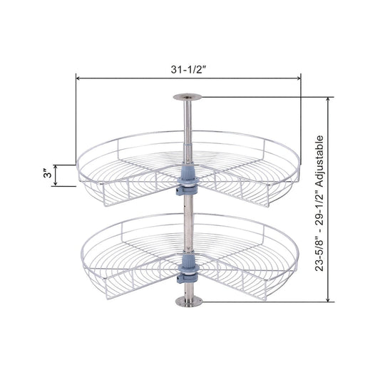 Dowell Lazy Susan 32 Diameter - 270 Degree Double Rack Stainless Steel