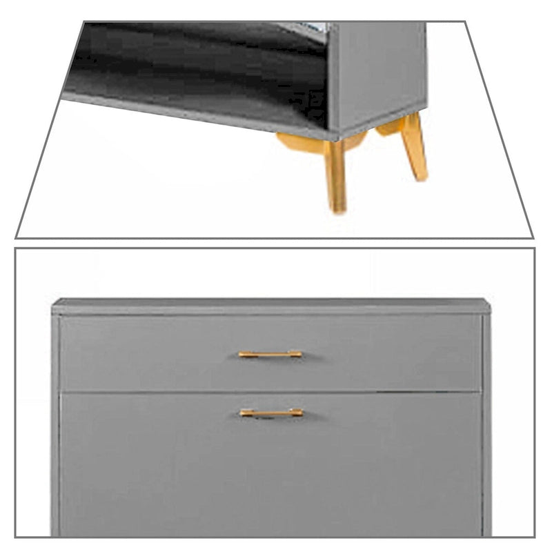Modern Stylish Wooden Shoe Storage Cabinet with Gold Metal Handles and Legs