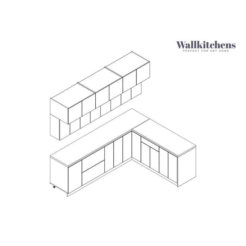 Kitchen Radiance Collection White Gloss Color Base Size 9Ft Wide - 108x85