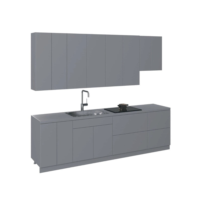 Kitchen Contemporary Collection Gray & White Gloss Color Base Size 9.5Ft Wide - 114x24