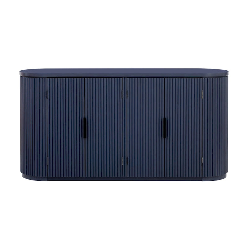 Vertical Striped Door Storage Cabinet with Metal Handles, Adjustable, Suitable for Study, Entryway and Living Room