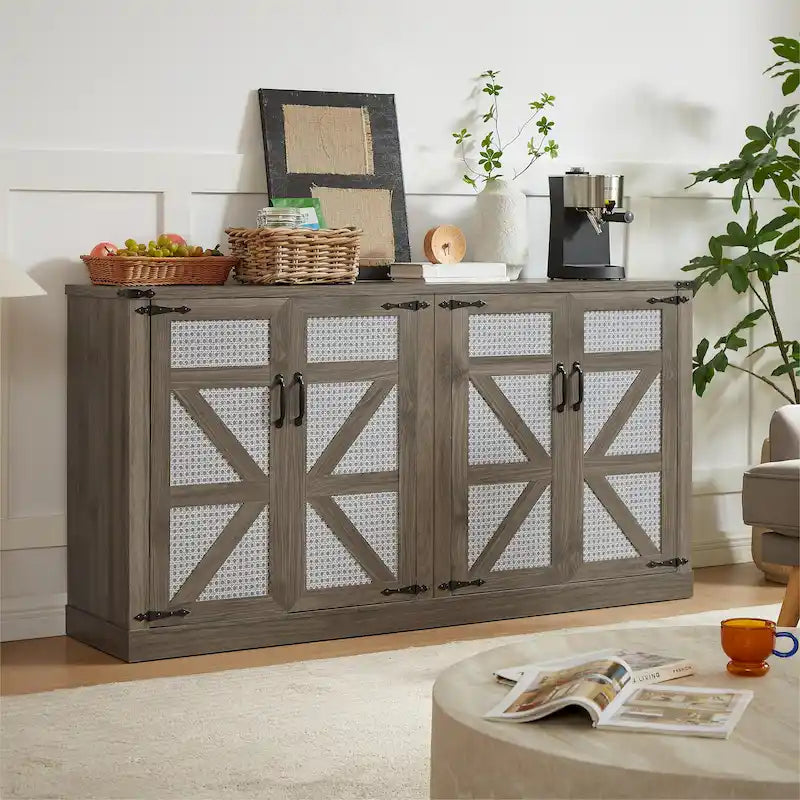 Barn Door Rustic Style Storage Cabinet