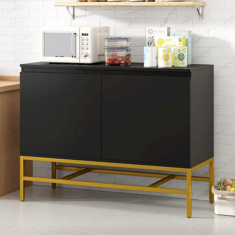 Two Door Sideboard with Gold Metal Legs