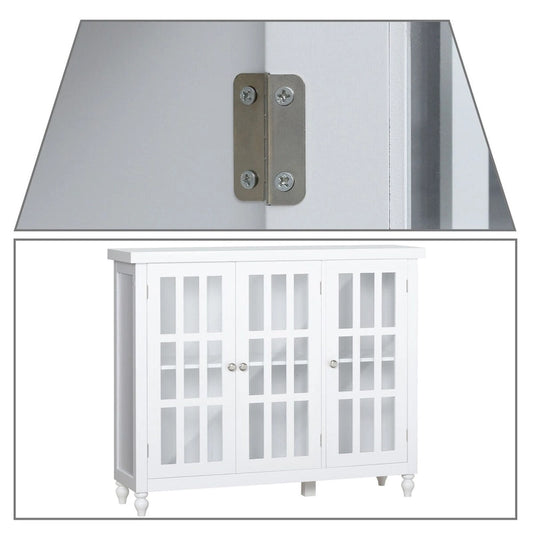 Stylish Minimalist Wooden Sideboard with Three Glass Cabinet Doors