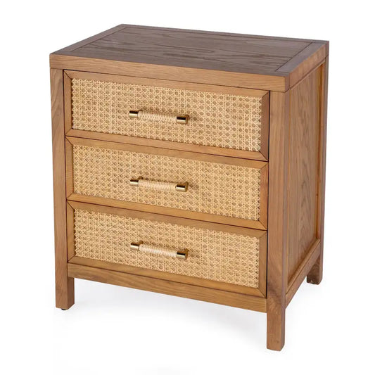 Mesa Cane and Solid Wood 3 Drawer Chest