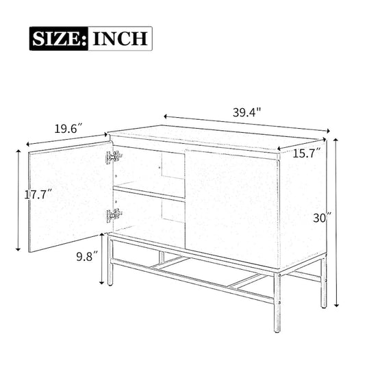 Minimalist & Luxury Cabinet Two Door Sideboard with Gold Metal Legs for Living Room, Dining Room