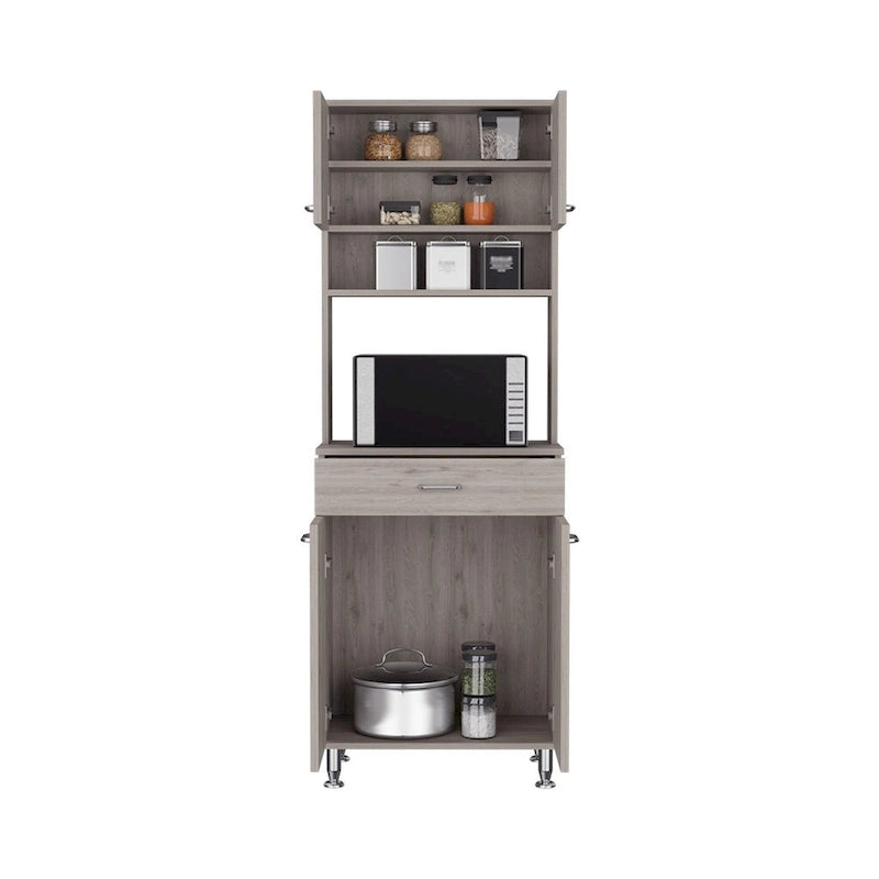 Pantry Piacenza,Two Double Door Cabinet, Light Gray Finish,High quality and durable