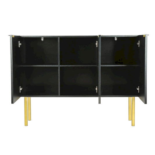 Sideboard Cabinet with Gold Metal Legs, Handles and Adjustable Shelves - 47L x 16.5W x 35.5H
