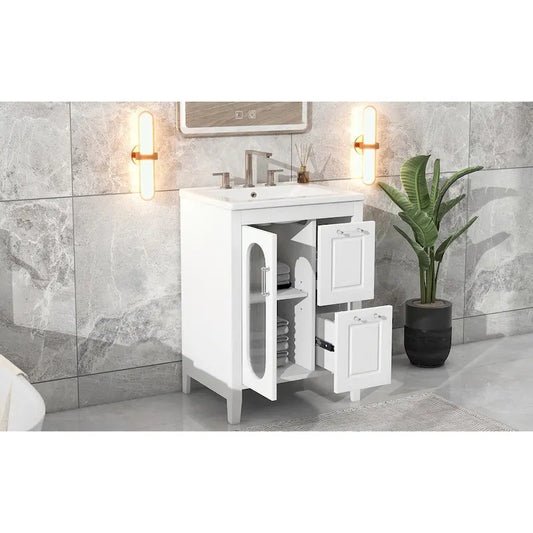 Bathroom Vanity Cabinet with Two Drawers and Door