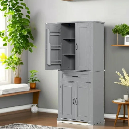 Freestanding Bathroom Cabinet with Doors Wooden Entryway Storage Cabinet