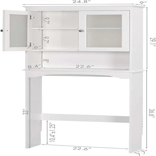Toilet Storage Cabinet - White 9.06D x 24.8W x 65.75H