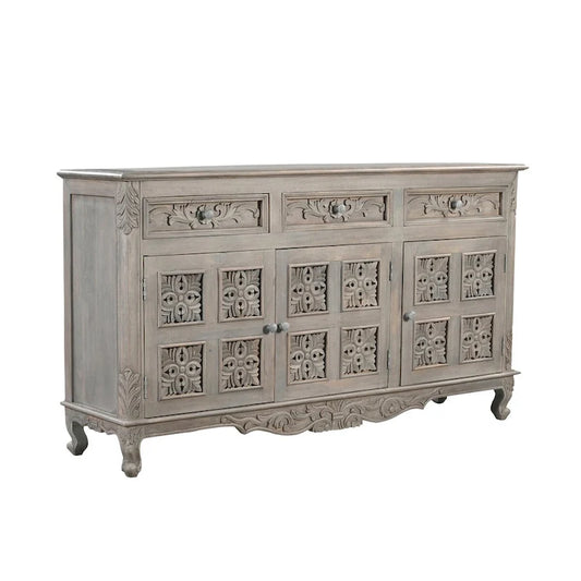 Clara 3-drawer 3-door Carved Solid Wood Sideboard