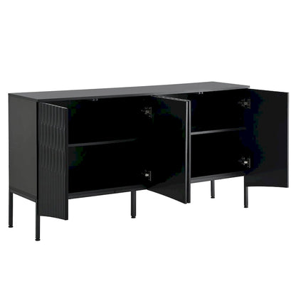 Arched Groove Design Wood Sideboard with Doors and Legs