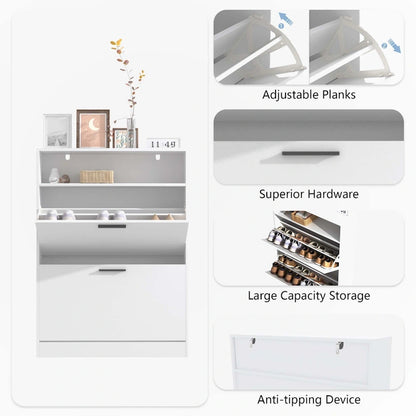 Shoe Storage Cabinet with 2 Flip Drawers