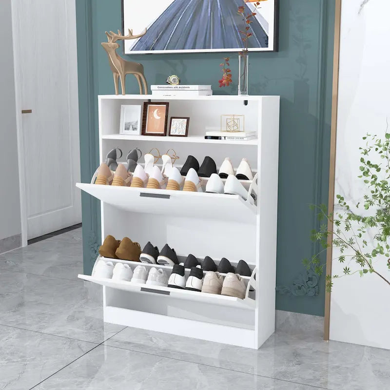 Shoe Storage Cabinet with 2 Flip Drawers