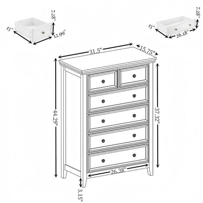 Modern 6 Drawers Dresser 6 Drawers Cabinet Chest of Drawers Closet Organizers - 31.50 * 15.75 * 44.29