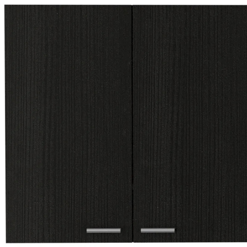 HomeRoots 59 Black Wood Wall mounted Accent Cabinet With Five Shelves