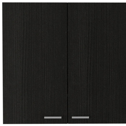 HomeRoots 59 Black Wood Wall mounted Accent Cabinet With Five Shelves
