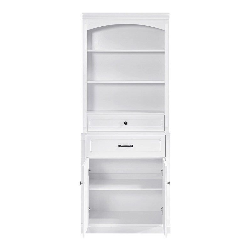 Bathroom Cabinet with 2 Doors, Drawers, Adjustable Shelf & 3 Open Shelves