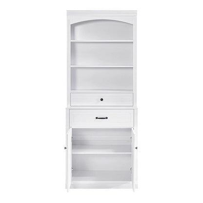Bathroom Cabinet with 2 Doors, Drawers, Adjustable Shelf & 3 Open Shelves