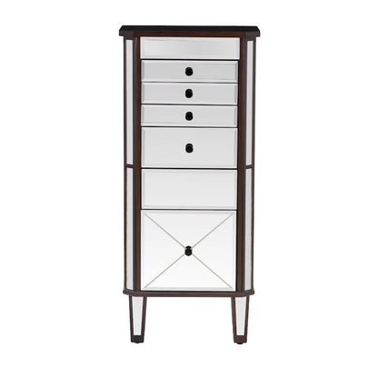Mirrored Jewelry Armoire with Tapered Legs - 41 - Silver