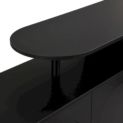 Elegant Shoe Cabinet with Arched Doors and Drawer, Cream Style Storage Sideboard with Adjustable Shelves and Solid Wood Legs