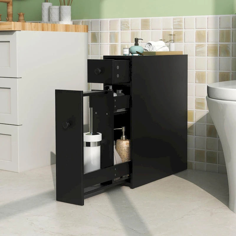 Costway Bathroom Floor Cabinet Toilet Narrow Storage Organizer with