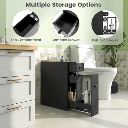 Costway Bathroom Floor Cabinet Toilet Narrow Storage Organizer with