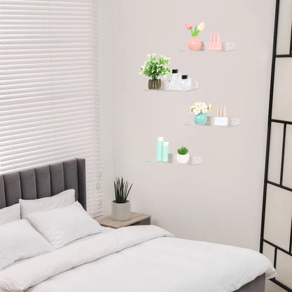 Acrylic Floating Shelves for Wall, Clear Acrylic Shelves for Bathroom, Living Room, Bedroom, Kitchen Wall Display Shelf Clear