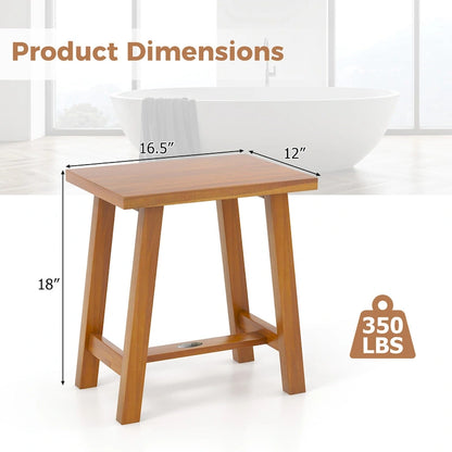 Gymax Teak Shower Bench Bathroom Shower Stool for Shaving Legs & Spa