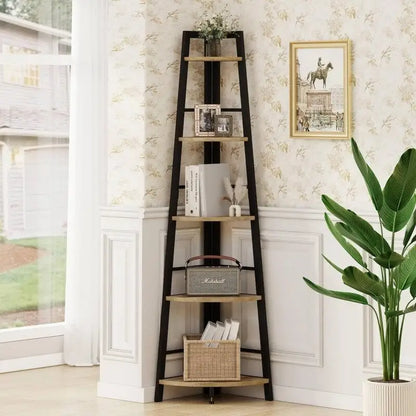 Rustic Tall Corner Bookshelf