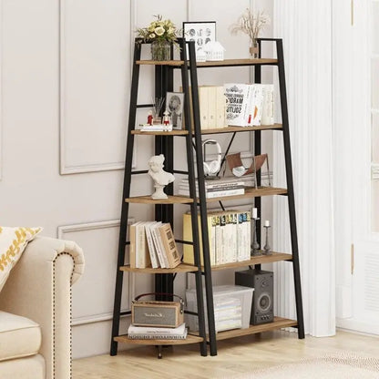 Rustic Tall Corner Bookshelf