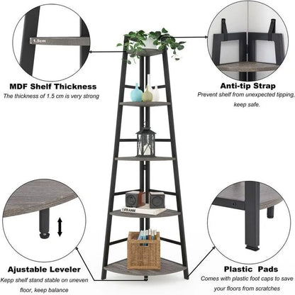 Rustic Tall Corner Bookshelf