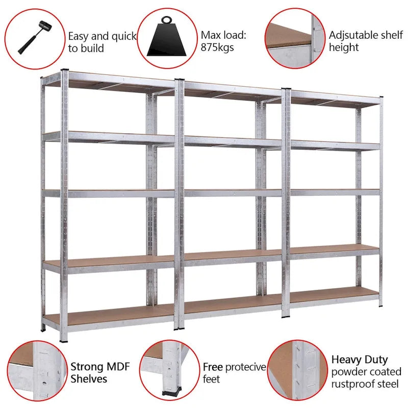 Costway 71 Heavy Duty Storage Shelf Steel Metal Garage Rack 5 Level - 35.5x 15.76x 71(L x W x H)