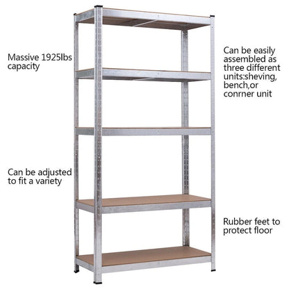 Costway 71 Heavy Duty Storage Shelf Steel Metal Garage Rack 5 Level - 35.5x 15.76x 71(L x W x H)