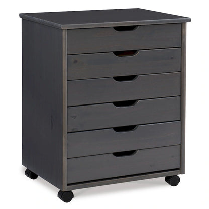 25.25 Gray Wide Rolling Storage Cabinet with 6 Drawer