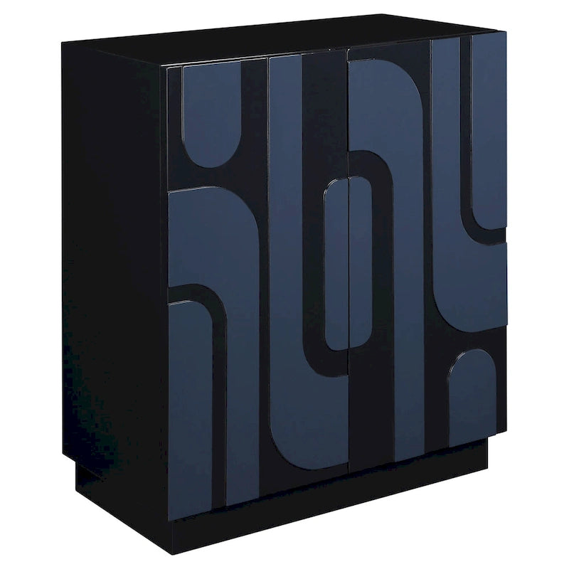 2-Door Storage Cabinet - 34 - Glossy Blue Finish