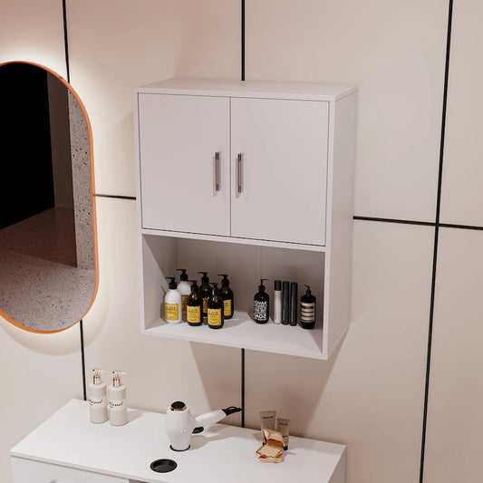 Wood Floating Wall Mounted Storage Cabinet For Barber Shampoo Station