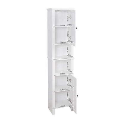 Bathroom Floor Storage Cabinet with 2 Doors Living Room Wooden Cabinet with 6 Shelves 15.75 x 11.81 x 66.93 inch