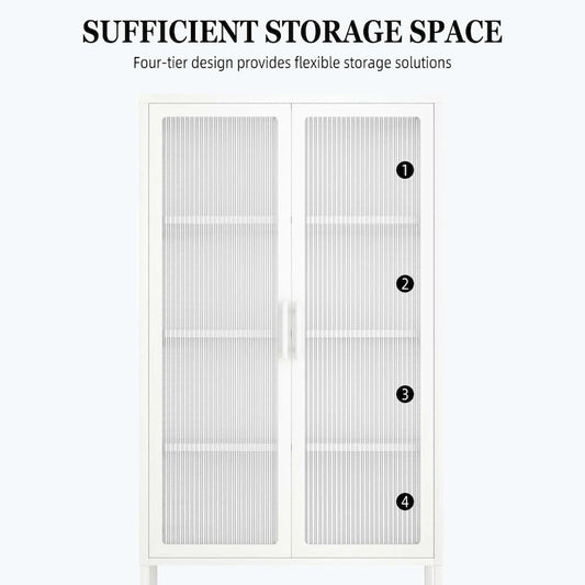 Double Glass Door Storage Cabinet with Adjustable Shelves