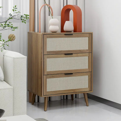 Rattan 3 Drawer Cabinet for bedroom living room