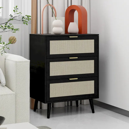 Rattan 3 Drawer Cabinet for bedroom living room