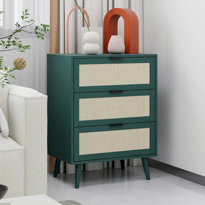 Rattan 3 Drawer Cabinet for bedroom living room
