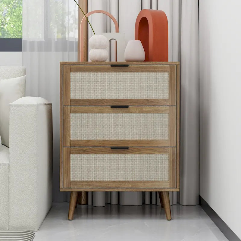 Rattan 3 Drawer Cabinet for bedroom living room
