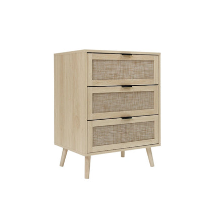 Rattan 3 Drawer Cabinet for bedroom living room