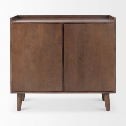 Lillie Medium Brown Solid Wood w/ Doors & Tray Top Accent Cabinet