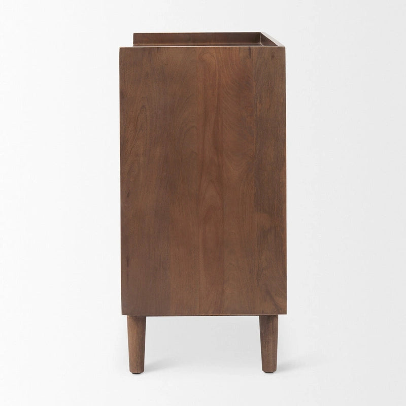 Lillie Medium Brown Solid Wood w/ Doors & Tray Top Accent Cabinet