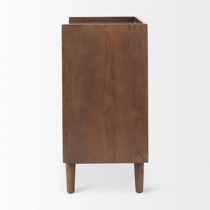 Lillie Medium Brown Solid Wood w/ Doors & Tray Top Accent Cabinet
