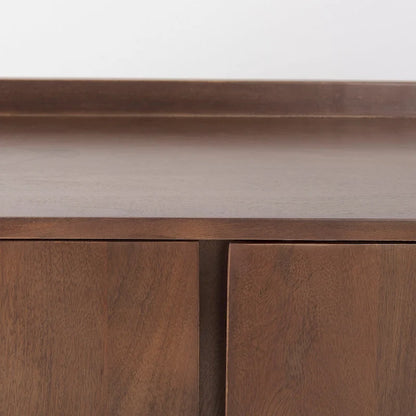 Lillie Medium Brown Solid Wood w/ Doors & Tray Top Accent Cabinet
