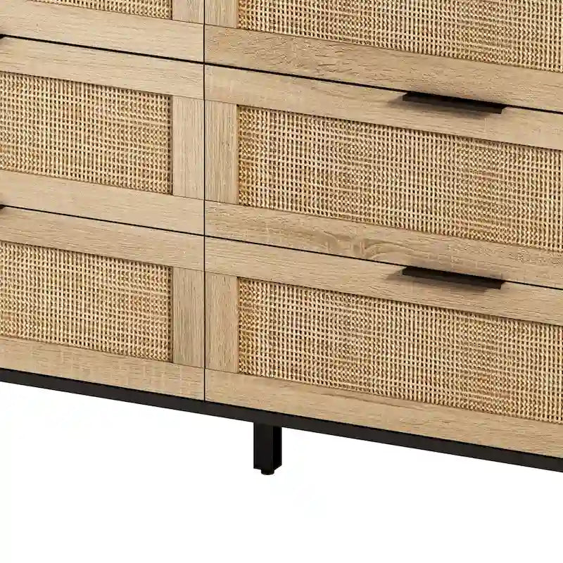 6 Drawers Rattan Storage Cabinet Rattan Drawer,for Bedroom